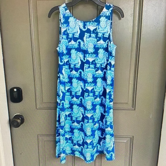 Alexandre Birman Blue and White Graphic Mini Dress - Picture 1 of 1